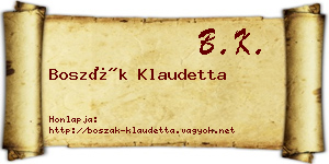 Boszák Klaudetta névjegykártya